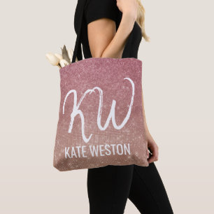 Tote Bag Monogramme Ombre Parties scintillant en or rose Fi
