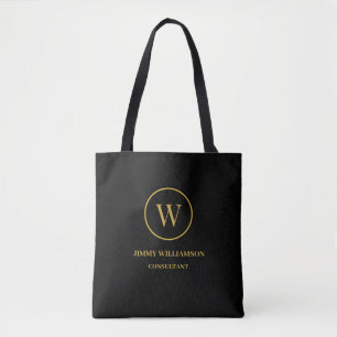 Tote Bag Monogramme Or Black Business