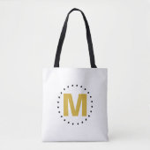 Tote Bag Monogramme or blanc (Devant)