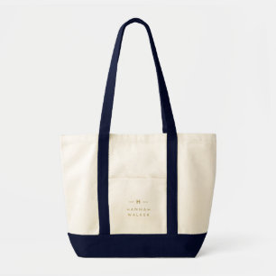 Tote Bag Monogramme or Élégante classe minimaliste