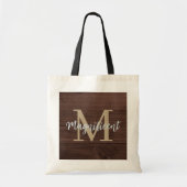Tote Bag Monogramme Or en bois foncé (Devant)