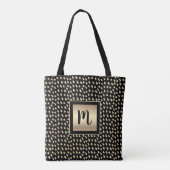 Tote Bag Monogramme or feuille d'or noire écriture cursive (Dos)
