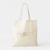 Tote Bag Monogramme or noir tendance Initiales de script No (Dos)