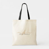Tote Bag Monogramme or noir tendance Initiales de script No (Dos)
