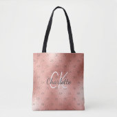 Tote Bag Monogramme or rose élégant script (Devant)