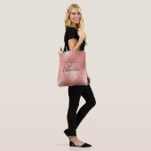 Tote Bag Monogramme or rose élégant script (Sur le modèle)