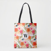 Tote Bag Monogramme Orange Floral Patch Fourre-tout (Devant)