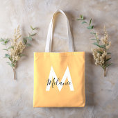 Tote Bag monogramme orange pêche moderne tendance