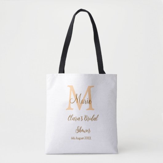 Tote Bag Monogramme orange pour la fête de mariage avec un (Devant)