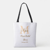 Tote Bag Monogramme orange pour la fête de mariage avec un (Dos)