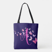 Tote Bag Monogramme Papillon bleu rose (Dos)