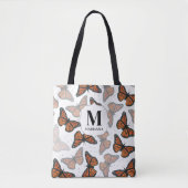 Tote Bag Monogramme Papillons botaniques personnalisés (Devant)