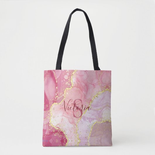 Tote Bag Monogramme Parties scintillant rose (Devant)