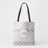 Tote Bag Monogramme Pastel Herringbone (Devant)