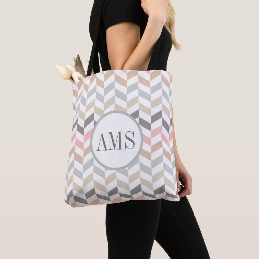 Tote Bag Monogramme Pastel Herringbone (De près)