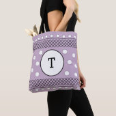Tote Bag Monogramme Pastel Violet à pois (De près)