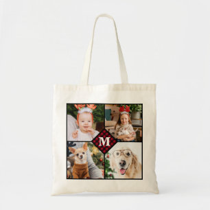 Tote Bag Monogramme personnalisé 4 photo rouge bison plaqu