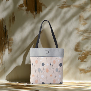 Tote Bag Monogramme personnalisé avec feuillage pastel mini