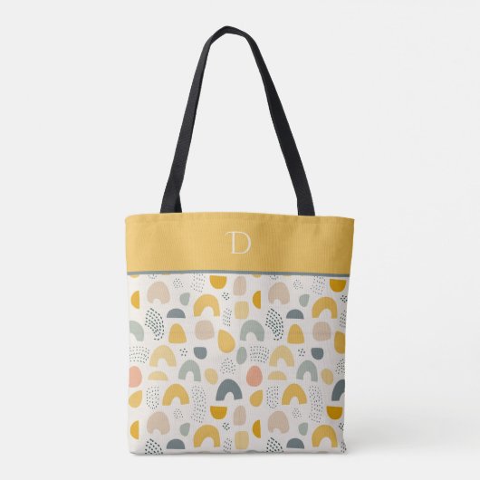 Tote Bag Monogramme personnalisé avec Motif d'arc Abstrait (Dos)
