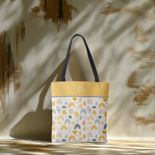Tote Bag Monogramme personnalisé avec motif d'arche abstrai