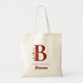 Tote Bag Monogramme personnalisé cadeau de Noël (Devant)