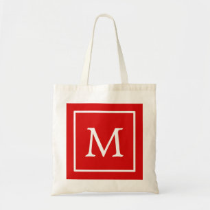 Tote Bag Monogramme personnalisé Carré rouge et blanc