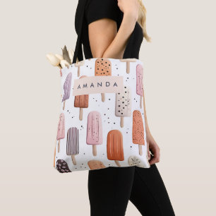 Tote Bag Monogramme Personnalisé Cute Popsicle Motif