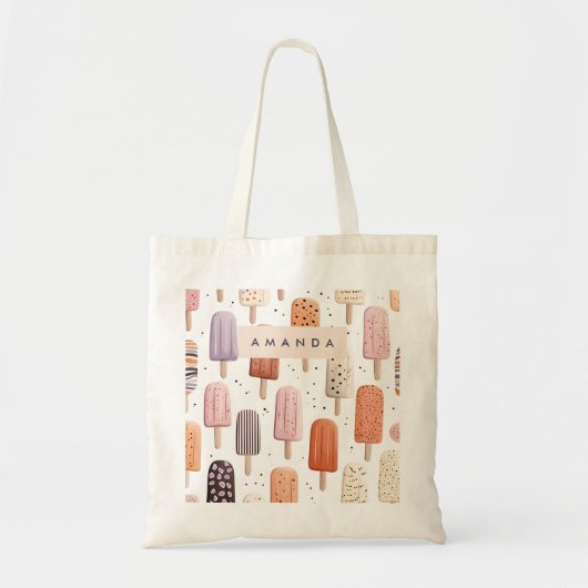 Tote Bag Monogramme Personnalisé Cute Popsicle Motif (Devant)