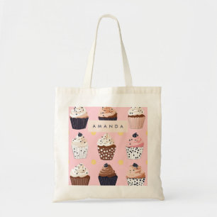 Tote Bag Monogramme Personnalisé Cute Sweet Cupcake
