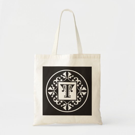 Tote Bag Monogramme personnalisé dans T ~Initial noir et (Devant)