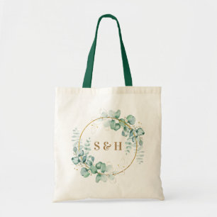 Tote Bag Monogramme personnalisé de verdure dorée botanique
