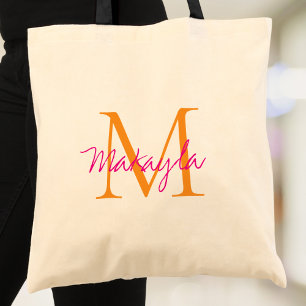 Tote Bag Monogramme personnalisé écriture rose