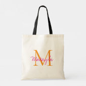 Tote Bag Monogramme personnalisé écriture rose (Dos)