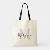 Tote Bag Monogramme Personnalisé Élégant Moderne Noir (Dos)