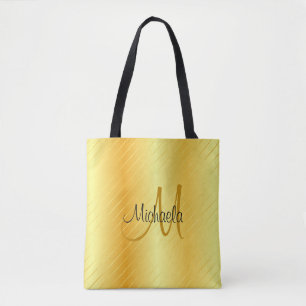 Tote Bag Monogramme personnalisé Faux Or Moderne Modèle élé