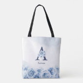 Tote Bag Monogramme personnalisé femme d'accueil fleurie bl (Dos)