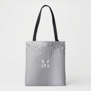 Tote Bag Monogramme personnalisé Glam Silver Parties scinti