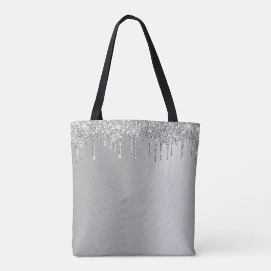 Tote Bag Monogramme personnalisé Glam Silver Parties scinti (Dos)