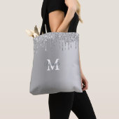 Tote Bag Monogramme personnalisé Glam Silver Parties scinti (De près)