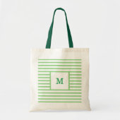 Tote Bag Monogramme personnalisé Grandes vertes et blanches (Devant)