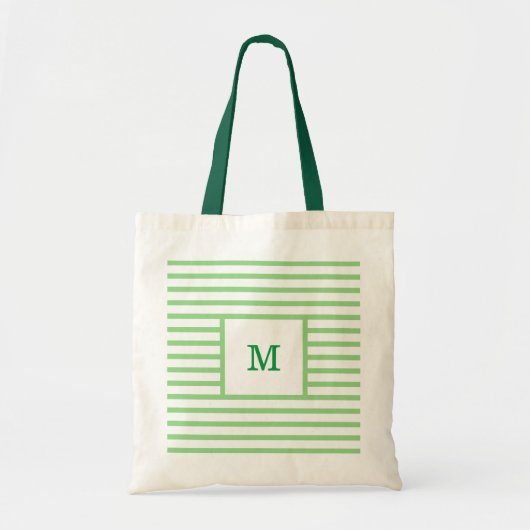 Tote Bag Monogramme personnalisé Grandes vertes et blanches (Devant)