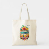 Tote Bag Monogramme personnalisé Hippie Van (Dos)