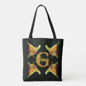 Tote Bag Monogramme personnalisé initial Nom Fleurs de Lys (Dos)