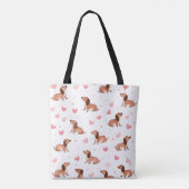 Tote Bag Monogramme Personnalisé Mignon Chien Dachshund (Dos)