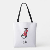 Tote Bag monogramme personnalisé modifiable j texte fleur r (Dos)