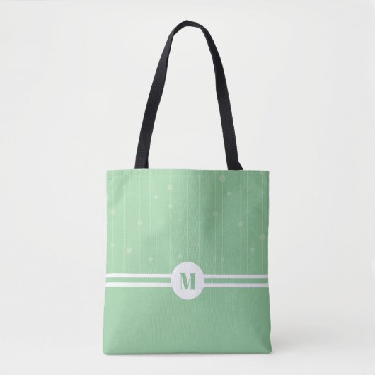 Tote Bag Monogramme personnalisé motif à bandes vertes (Devant)