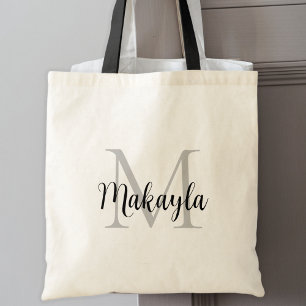 Tote Bag Monogramme personnalisé noir élégant