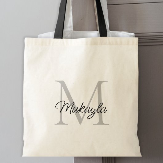 Tote Bag Monogramme personnalisé noir élégant moderne