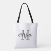 Tote Bag monogramme personnalisé noir et blanc réversible (Dos)
