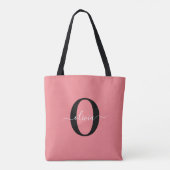 Tote Bag Monogramme personnalisé Nom de script noir blanc r (Dos)
